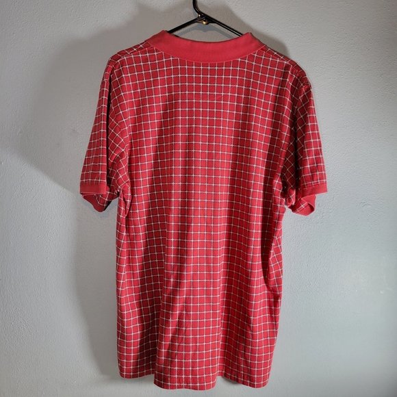 Eddie Bauer Polo Shirt  Mens  Short Sleeve  Red  Squares\Stripes  Size Medium - Picture 3 of 3